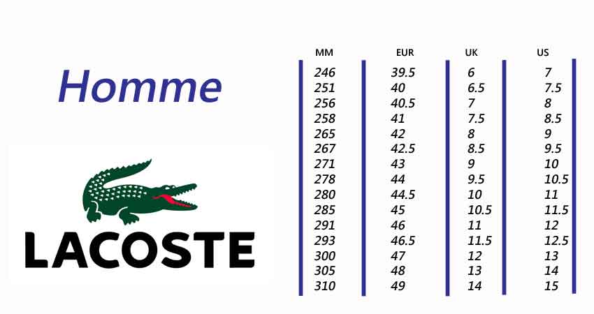 taille 6 lacoste